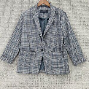 Stoosh Extraordinary Blazer Womens Size M Black White Plaid Pockets Unlined